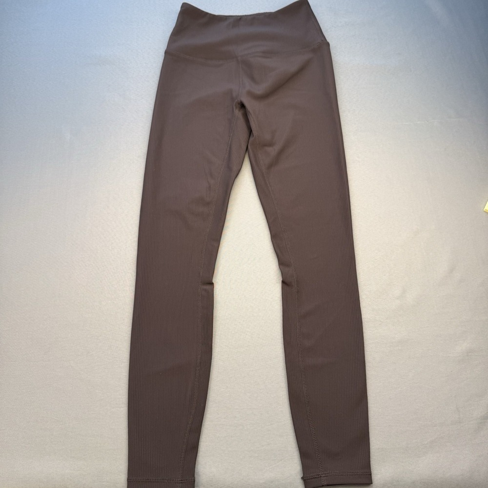 Varley Chocolate Brown Move High Rise Ribbed Leggings, Size XS